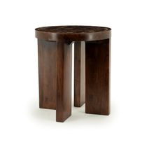 Bijzettafel TILED UP - Bruin keramiek/Mangohout BBO 250138