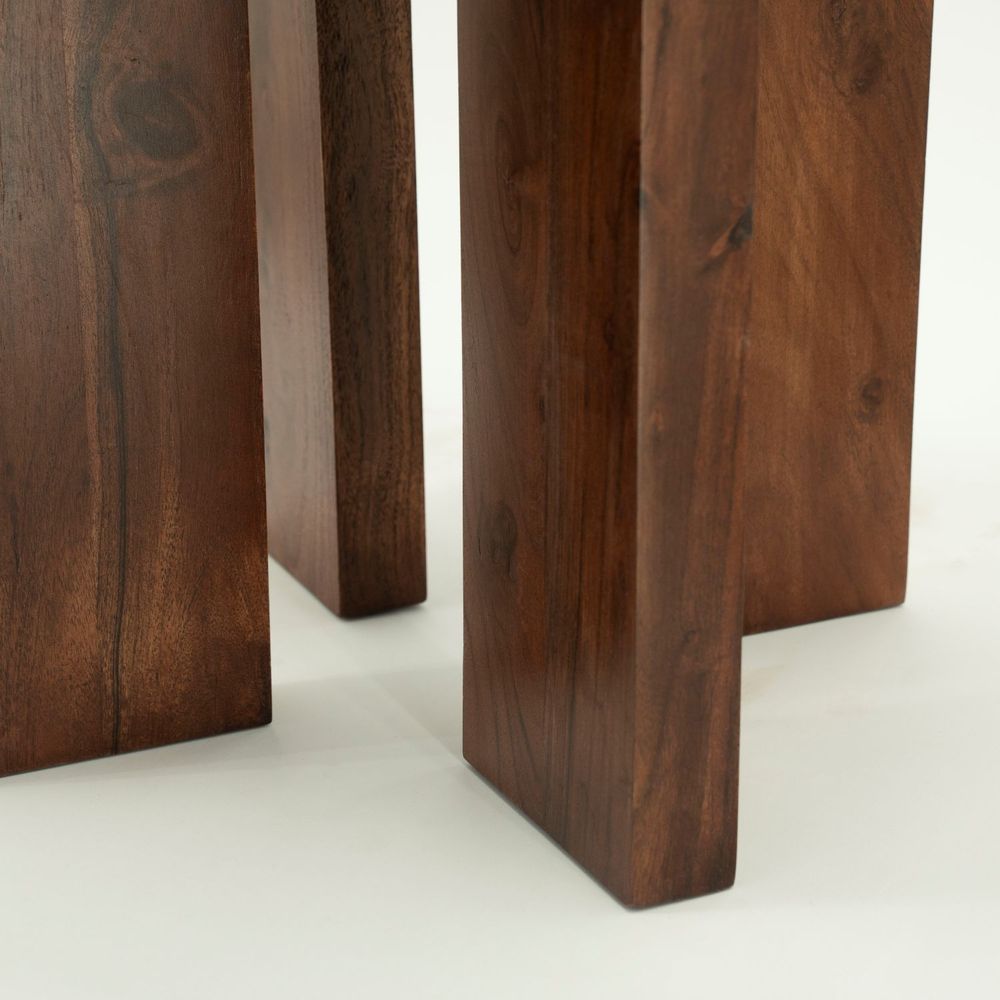 Bijzettafel TILED UP - Bruin keramiek/Mangohout BBO 250138