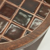 Bijzettafel TILED UP - Bruin keramiek/Mangohout BBO 250138
