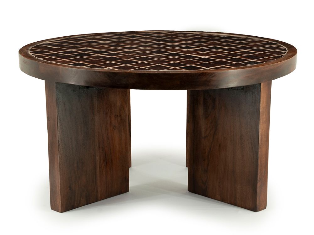 Salontafel TILED UP - Bruin keramiek/Mangohout BBO 250139