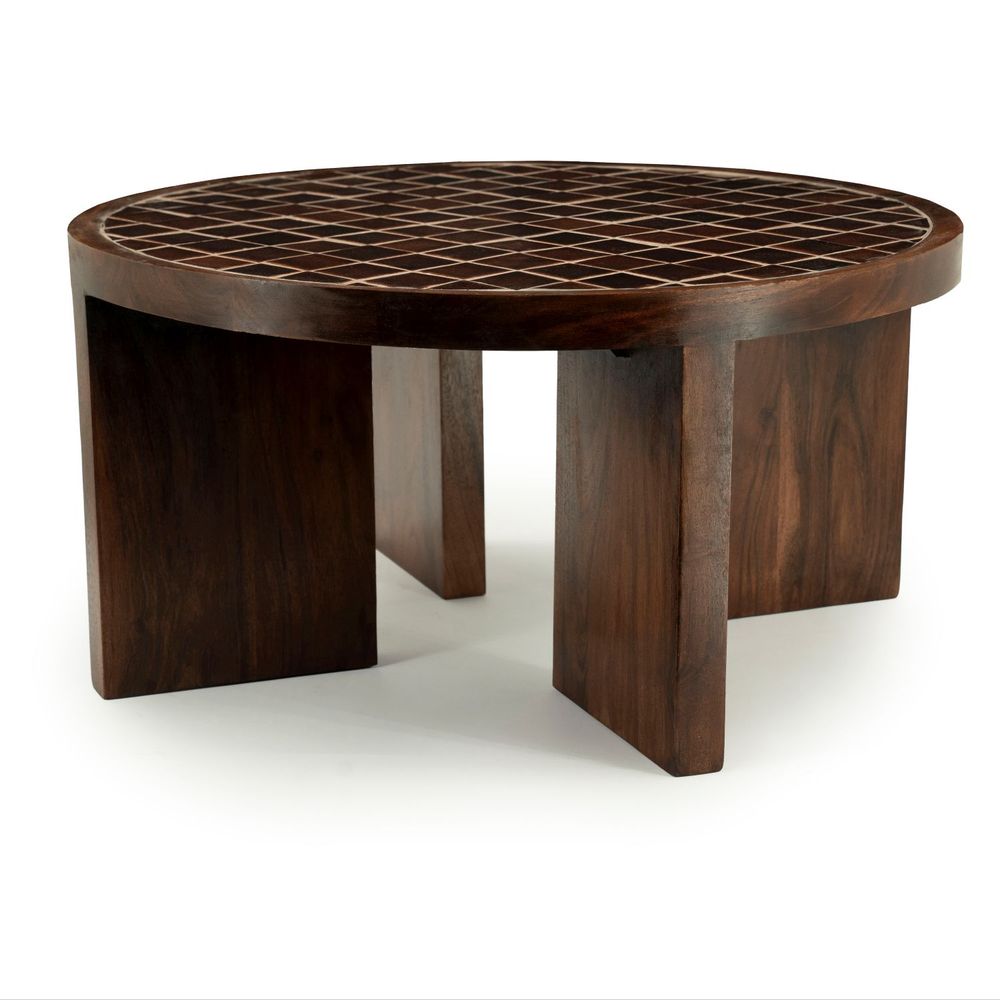 Salontafel TILED UP - Bruin keramiek/Mangohout BBO 250139