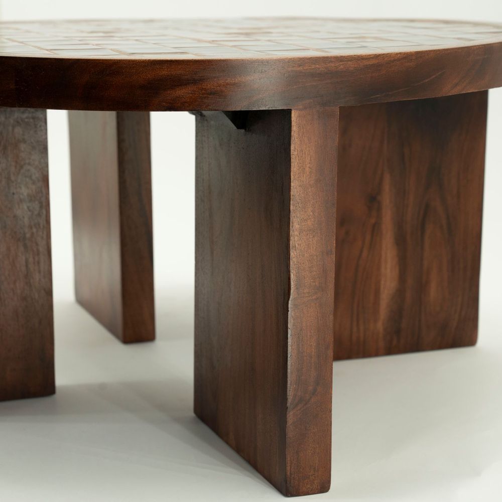 Salontafel TILED UP - Bruin keramiek/Mangohout BBO 250139