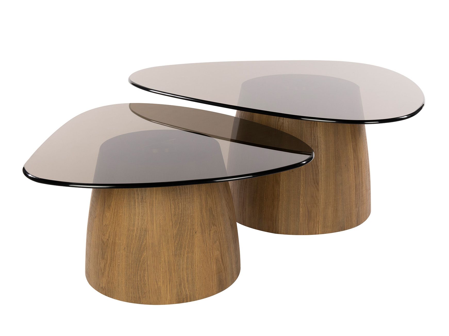 Set van 2 salontafels TINTO - Bruin rookglas ZLS 5721-39B