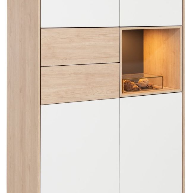 Bergkast LINDFIELD - Wit / Eikenlook