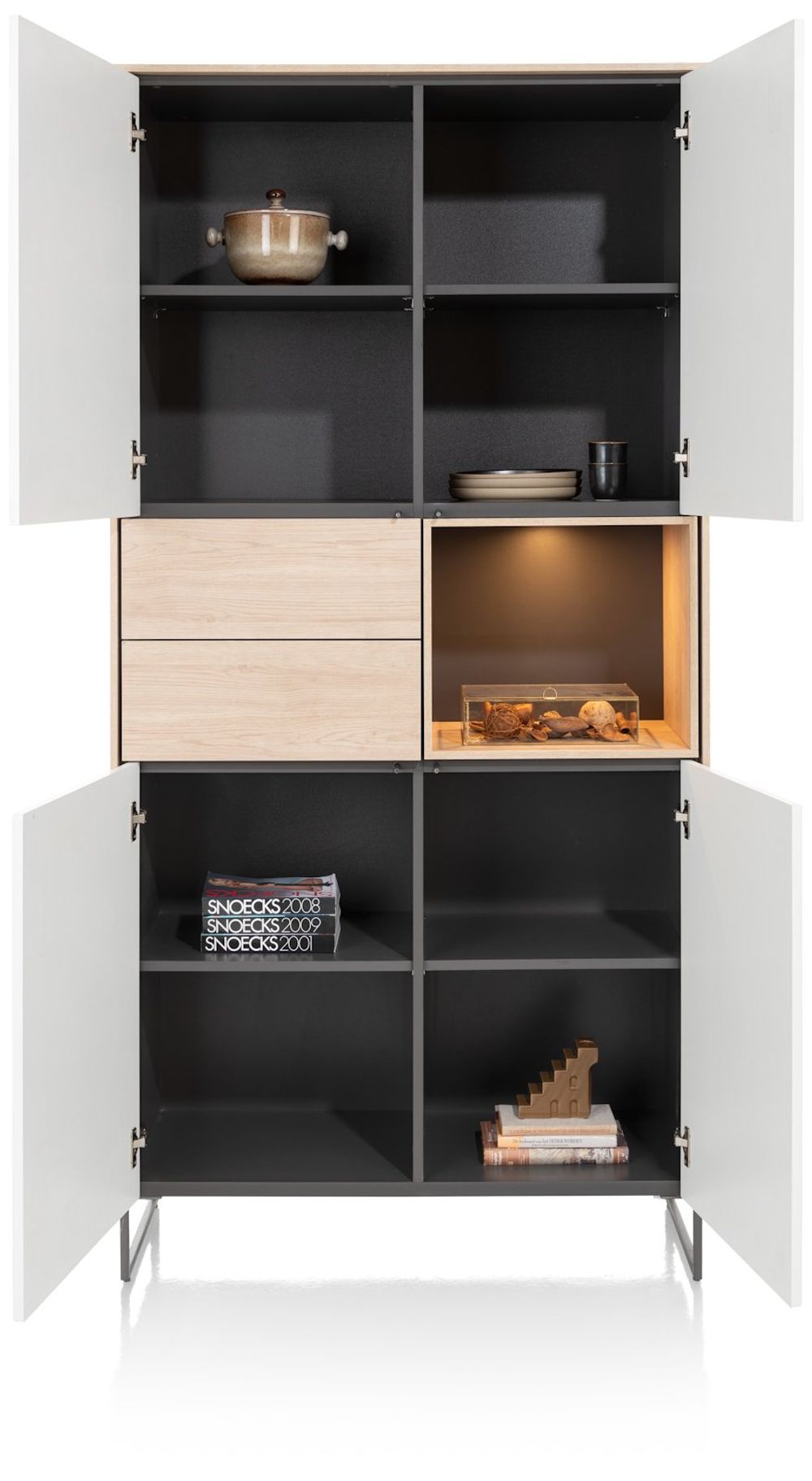 Bergkast LINDFIELD - Wit / Eikenlook XOO 51562LNO