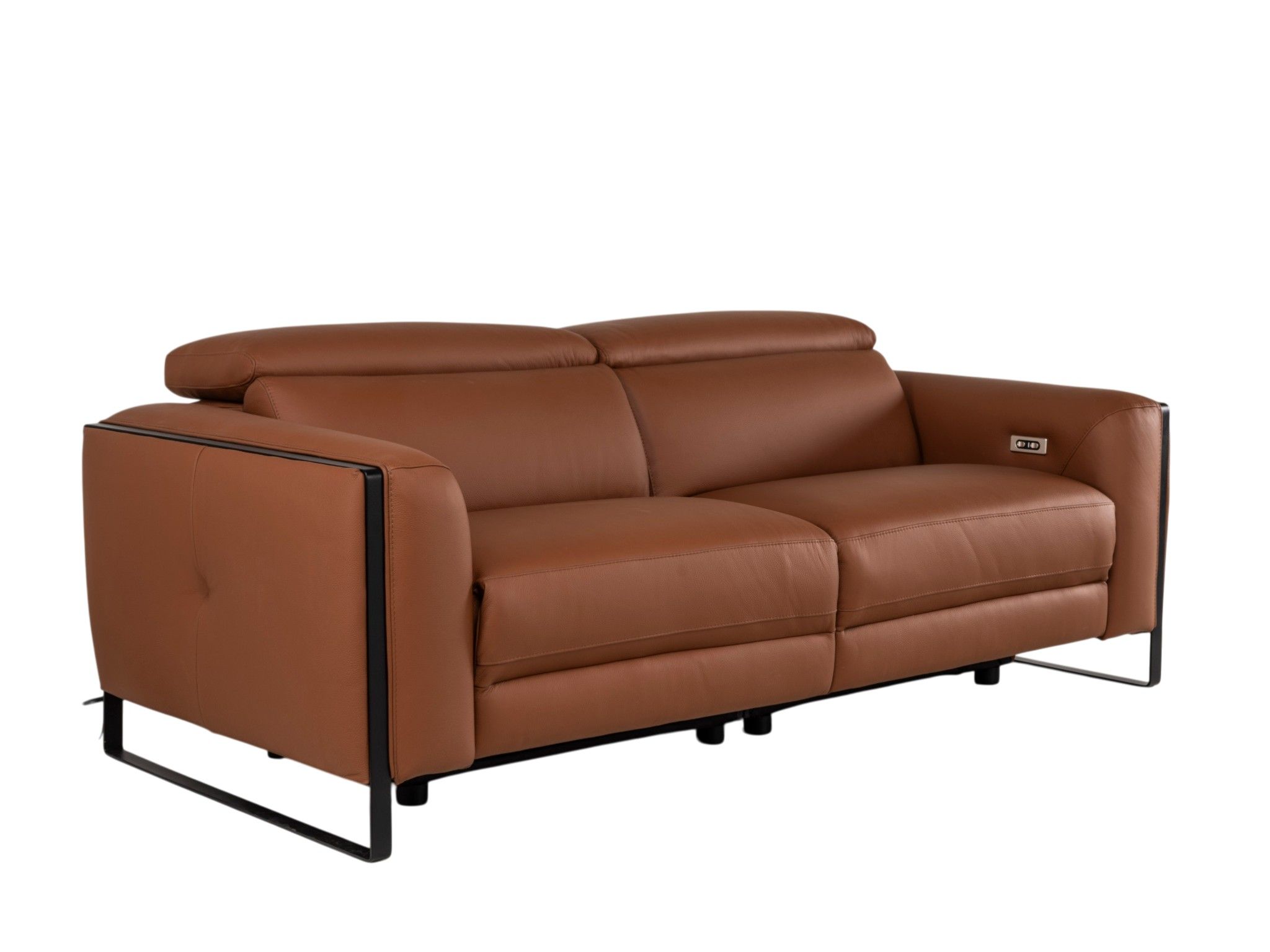 3-zit met elektr. relaxen BRADLEY - Cognac leder