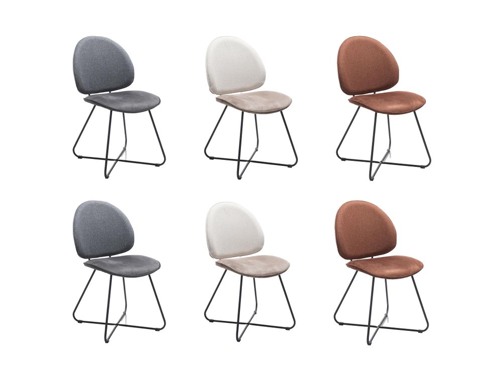 Set van 6 eetkamerstoelen LUNA - Antraciet / Creme C-HEH-315-SET1