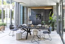 Set van 6 eetkamerstoelen LUNA - Antraciet / Creme C-HEH-315-SET1