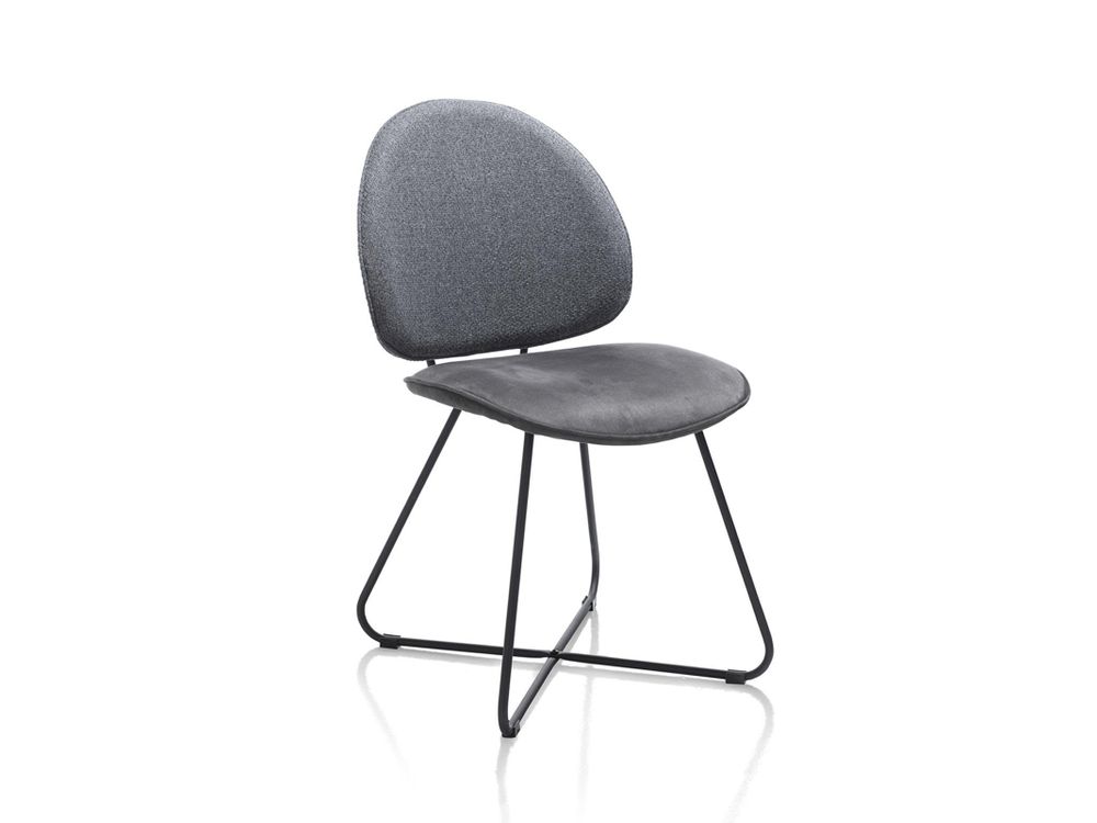 Set van 6 eetkamerstoelen LUNA - Antraciet / Creme C-HEH-315-SET1