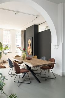 Set van 6 eetkamerstoelen LUNA - Antraciet / Creme C-HEH-315-SET1