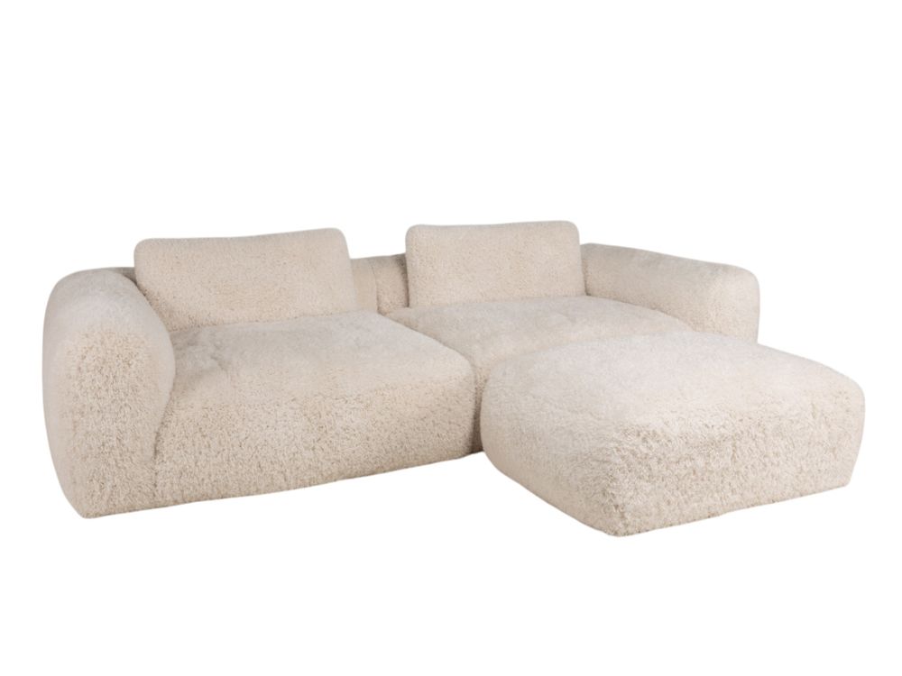 3-zit met voetbank MYOTIS - Crème C-RIV-101-TZ2