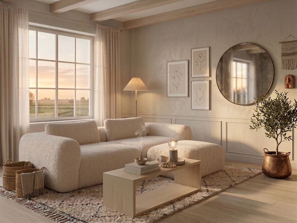 3-zit met voetbank MYOTIS - Crème C-RIV-101-TZ2