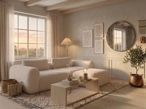 3-zit met voetbank MYOTIS - Crème C-RIV-101-TZ2