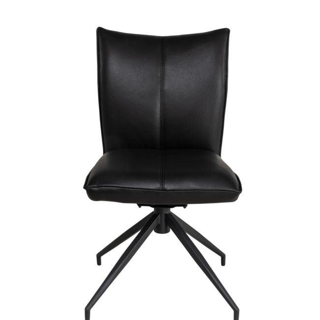 Draaibare eetkamerstoel MONET - Zwart leder