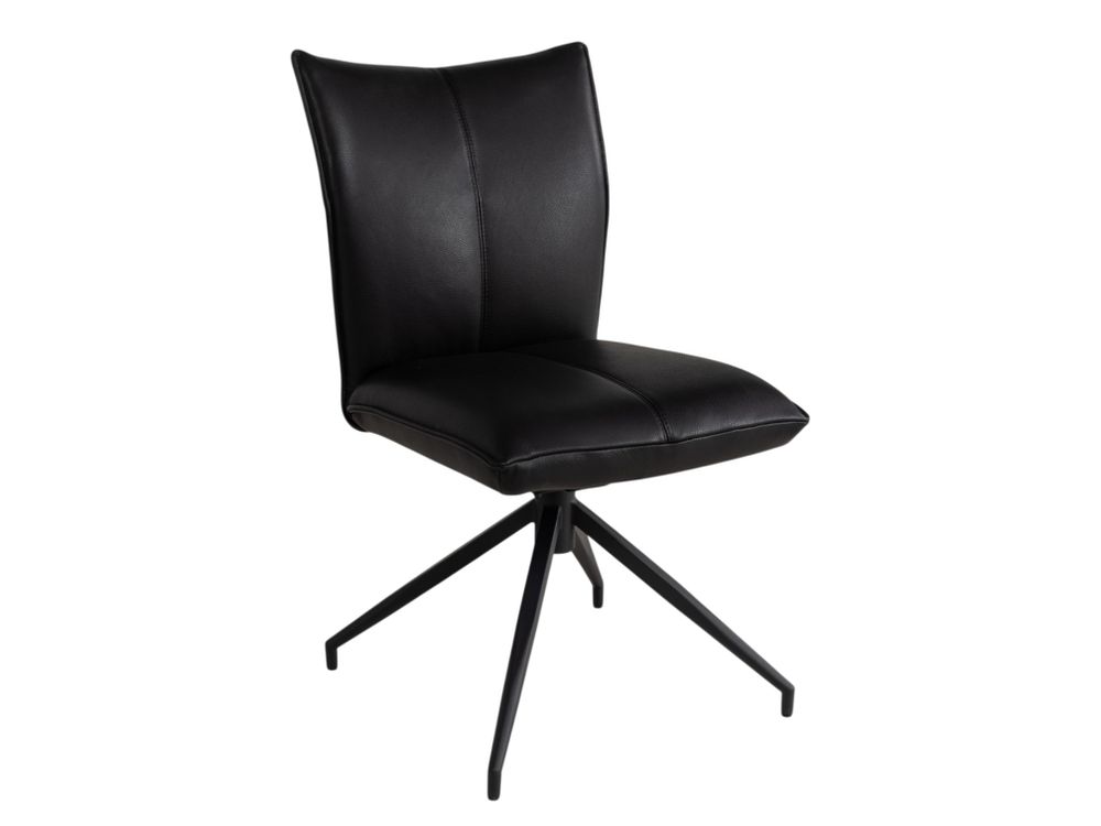 Draaibare eetkamerstoel MONET - Zwart leder LIE-19-TZ1