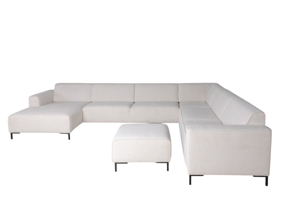 Hoekzetel met voetbank AMARO - Crème C-DOM-3-SET1