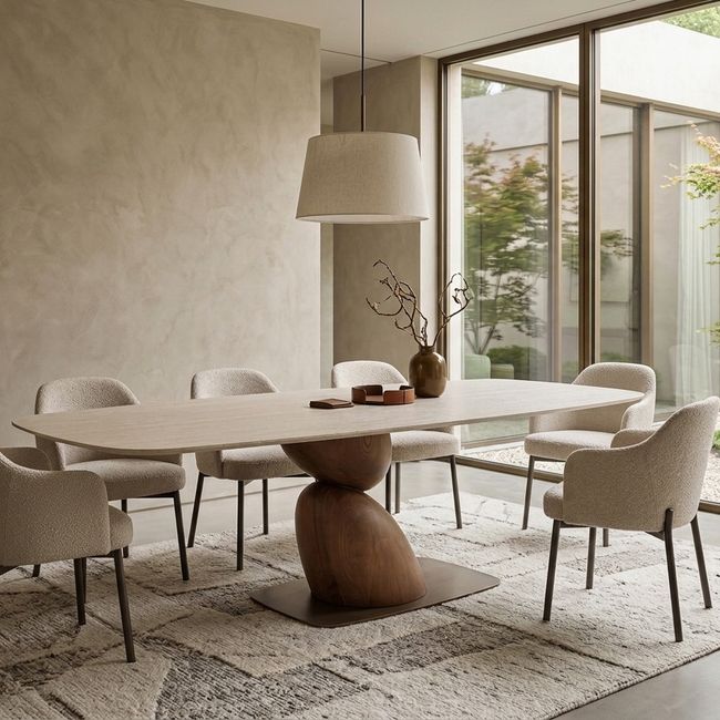 Eetkamertafel TALIA - Travertin / Ash Wood