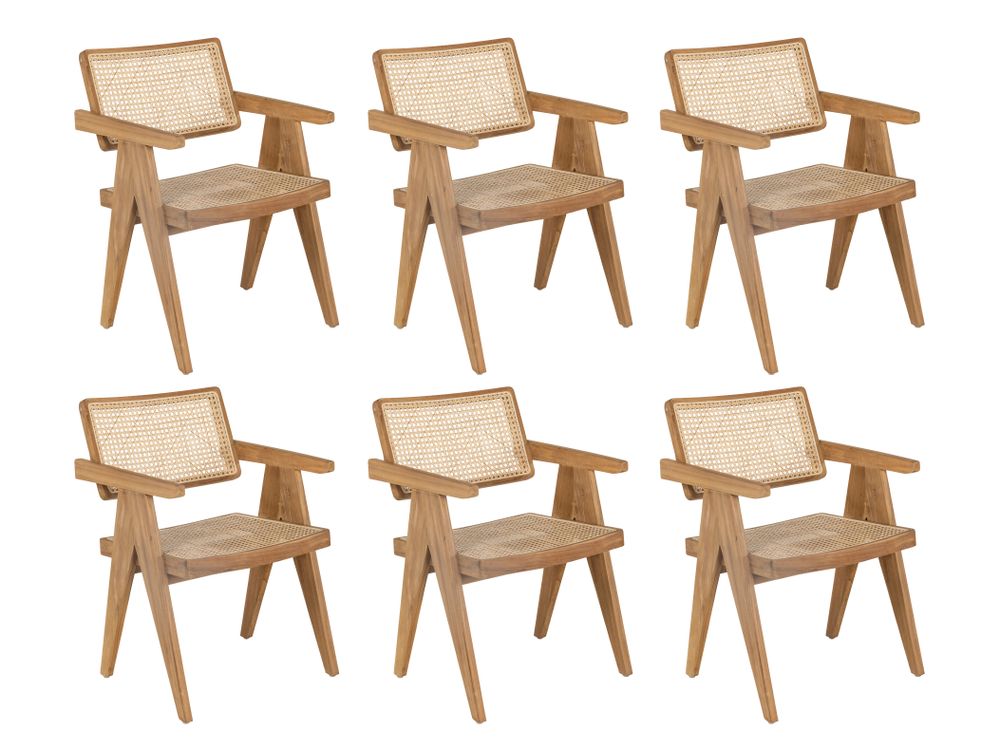 Set van 6 armstoelen INDOOR - Teakhout C-LEL-ISO50-SET1