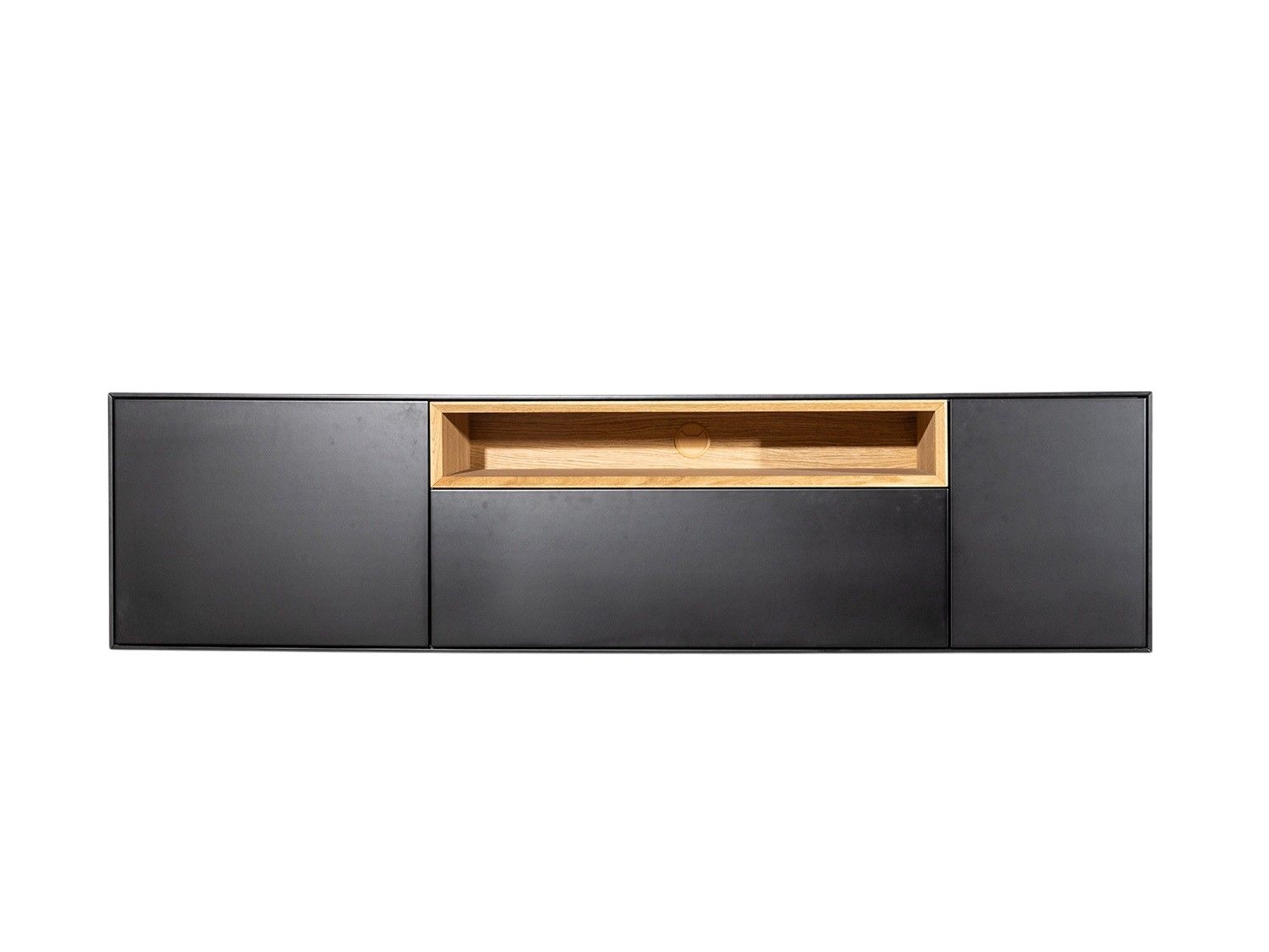 Hangend tv-meubel ALPHA - Zwart/Eik