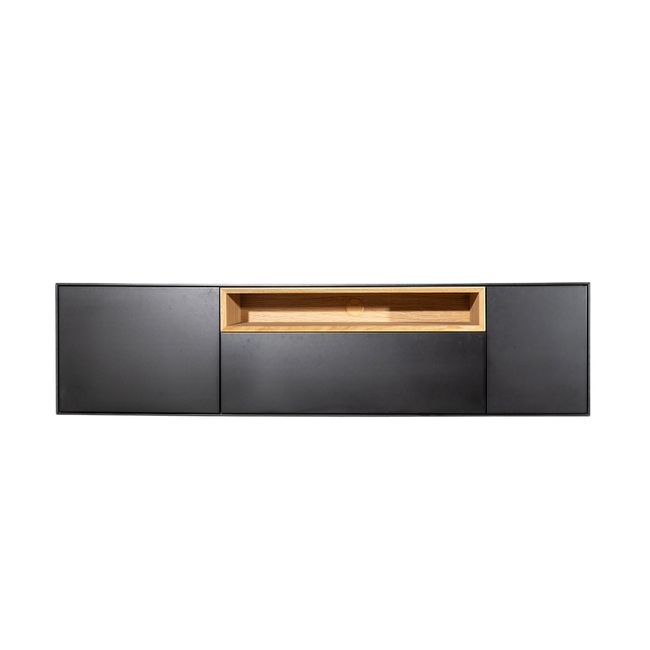 Hangend tv-meubel ALPHA - Zwart/Eik