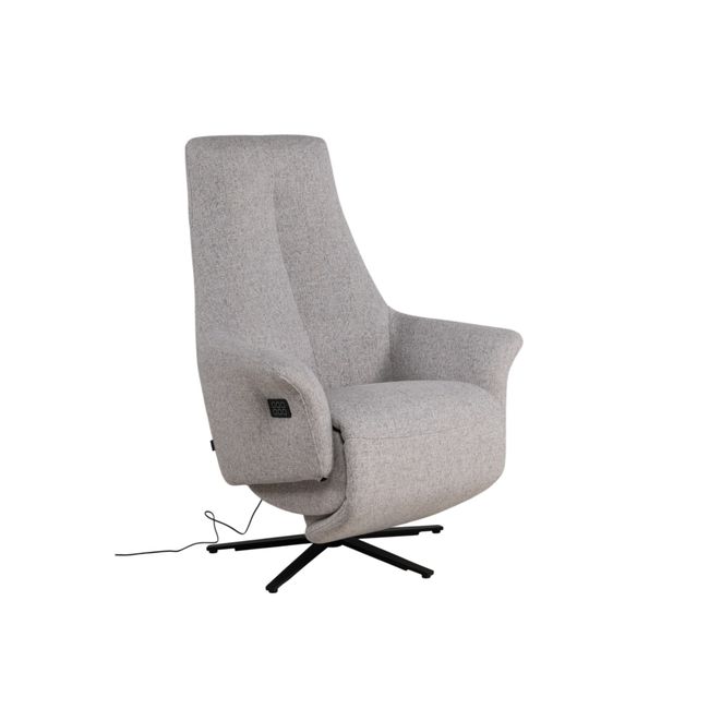 Elektrische relaxfauteuil BRAGA, grijs stoffen bekleding.
