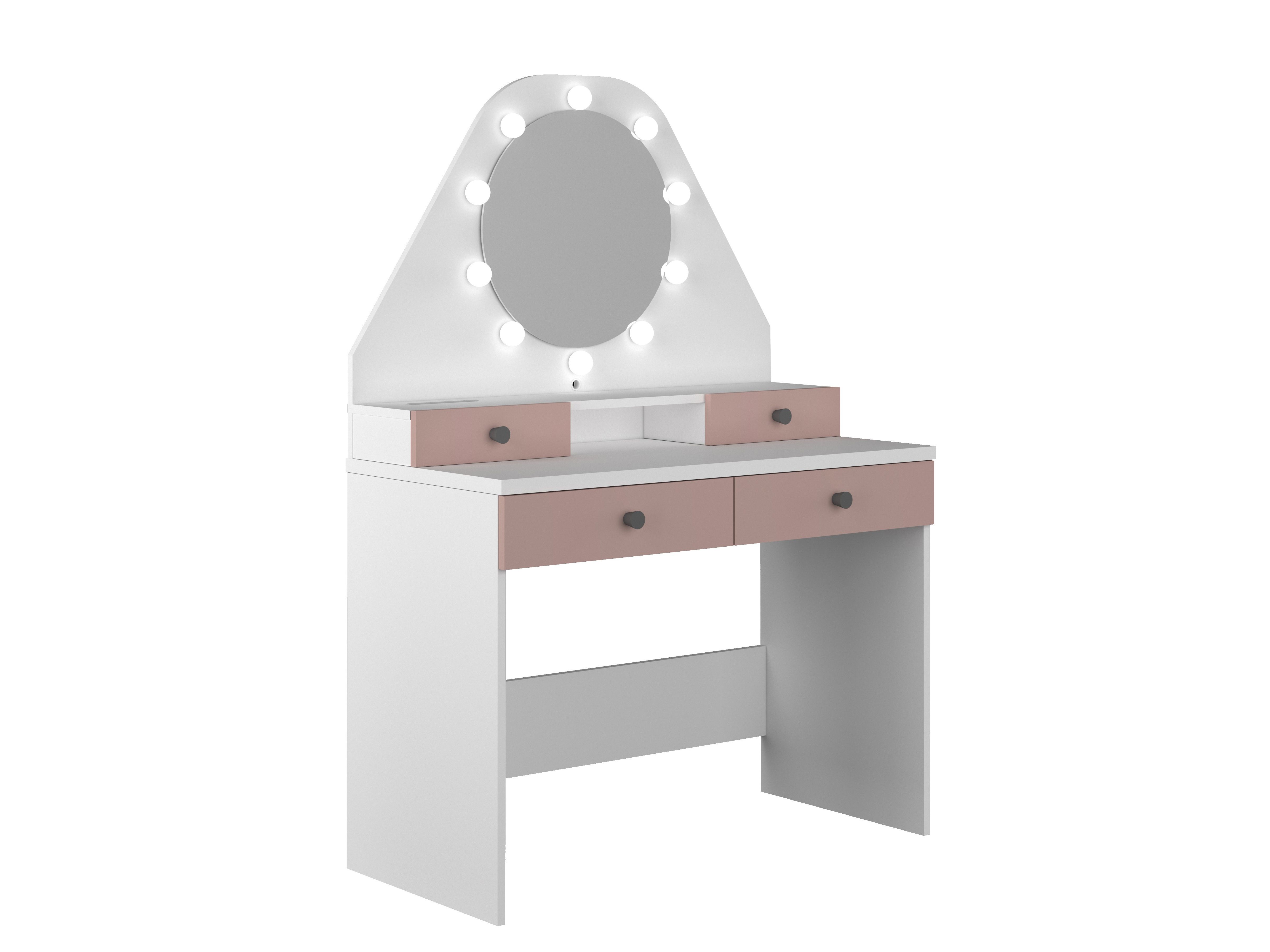 Kinder make-up tafel VANITY STAR - Wit/oudroze TRA-6-000001