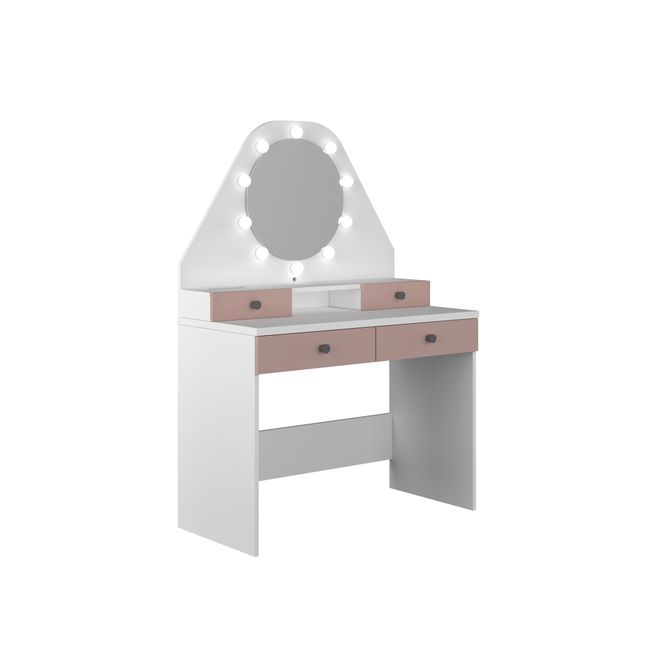 Kinder make-up tafel VANITY STAR - Wit/oudroze