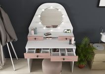 Kinder make-up tafel VANITY STAR - Wit/oudroze TRA-6-000001