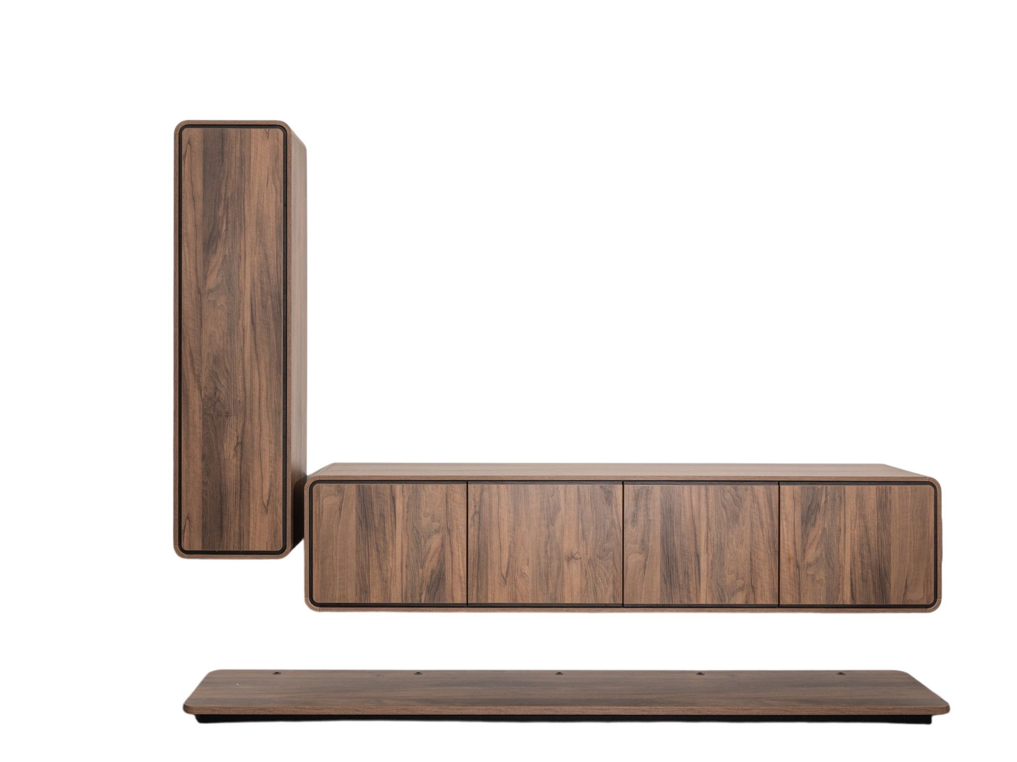 Hangend tv-meubel LAGO - Walnoot C-MBR-84-SET1