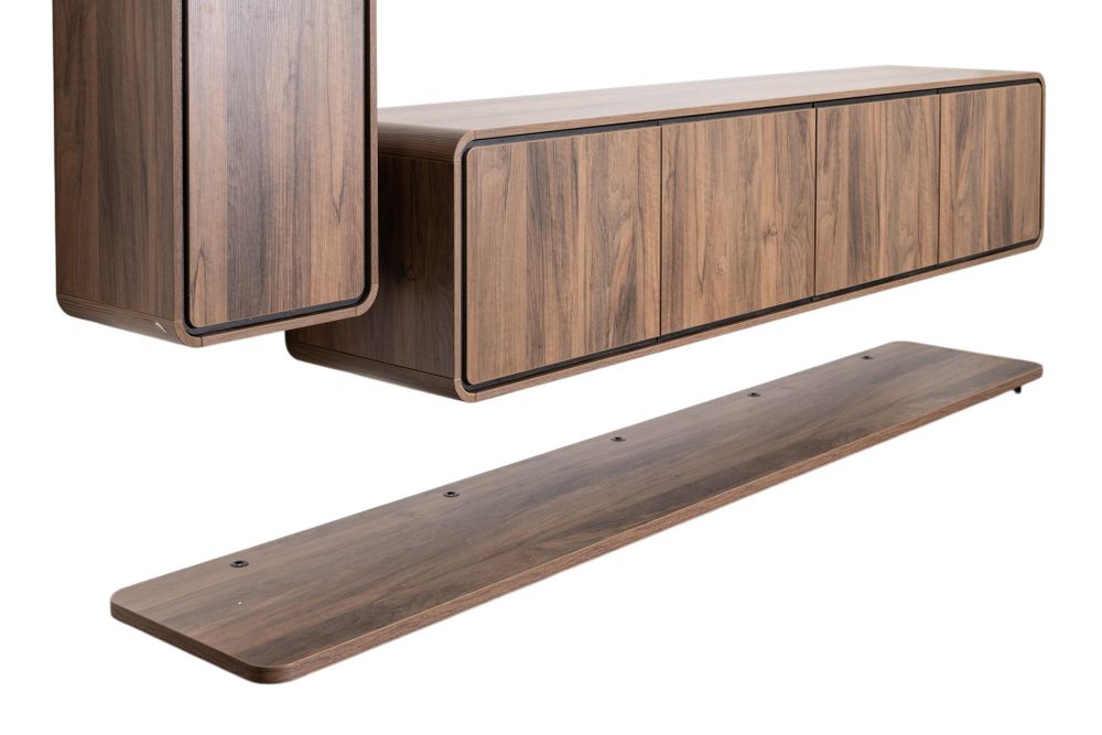 Hangend tv-meubel LAGO - Walnoot C-MBR-84-SET1