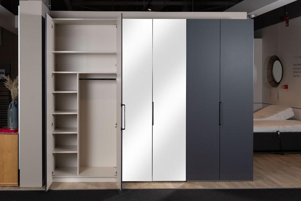 Draaideurkast EXTENSO - Antraciet/spiegel STA C35875 DM2261SP22