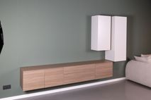 Hangend tv-meubel met hangkasten LIVING - Walnoot/ NVM-33-002-84-303
