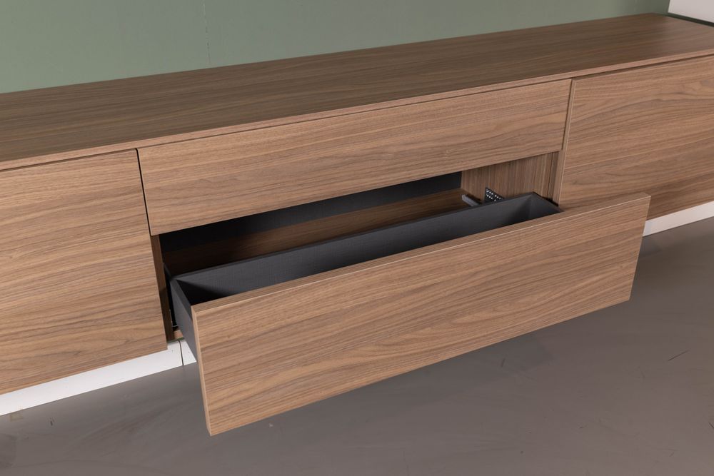 Hangend tv-meubel met hangkasten LIVING - Walnoot/ NVM-33-002-84-303
