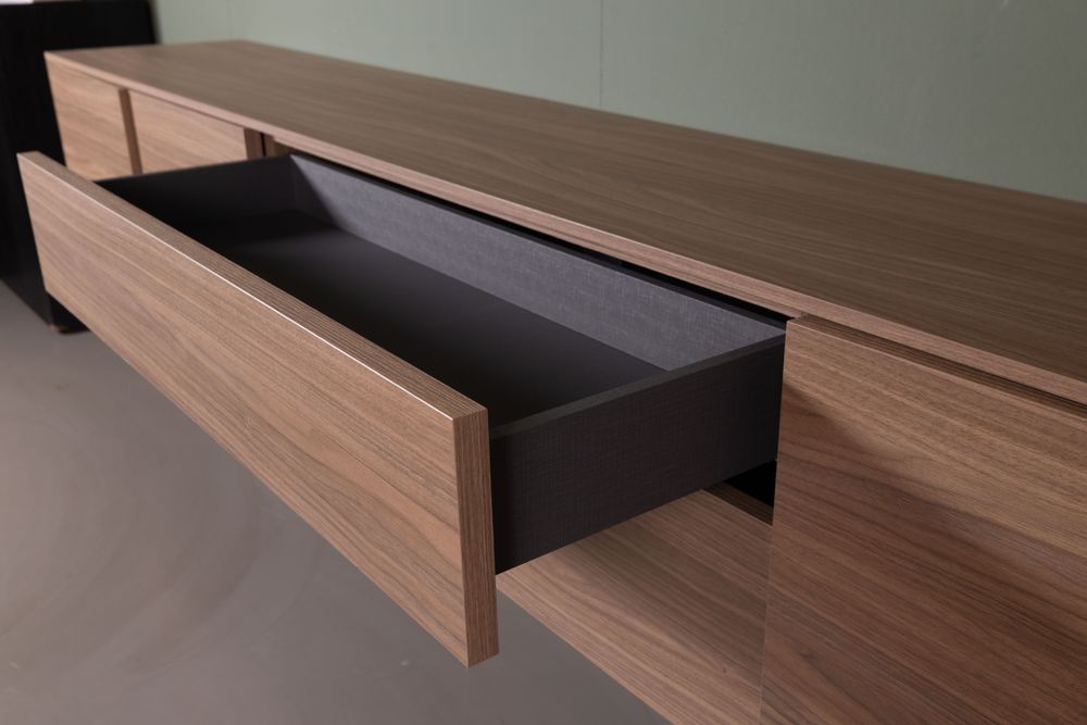 Hangend tv-meubel met hangkasten LIVING - Walnoot/ NVM-33-002-84-303