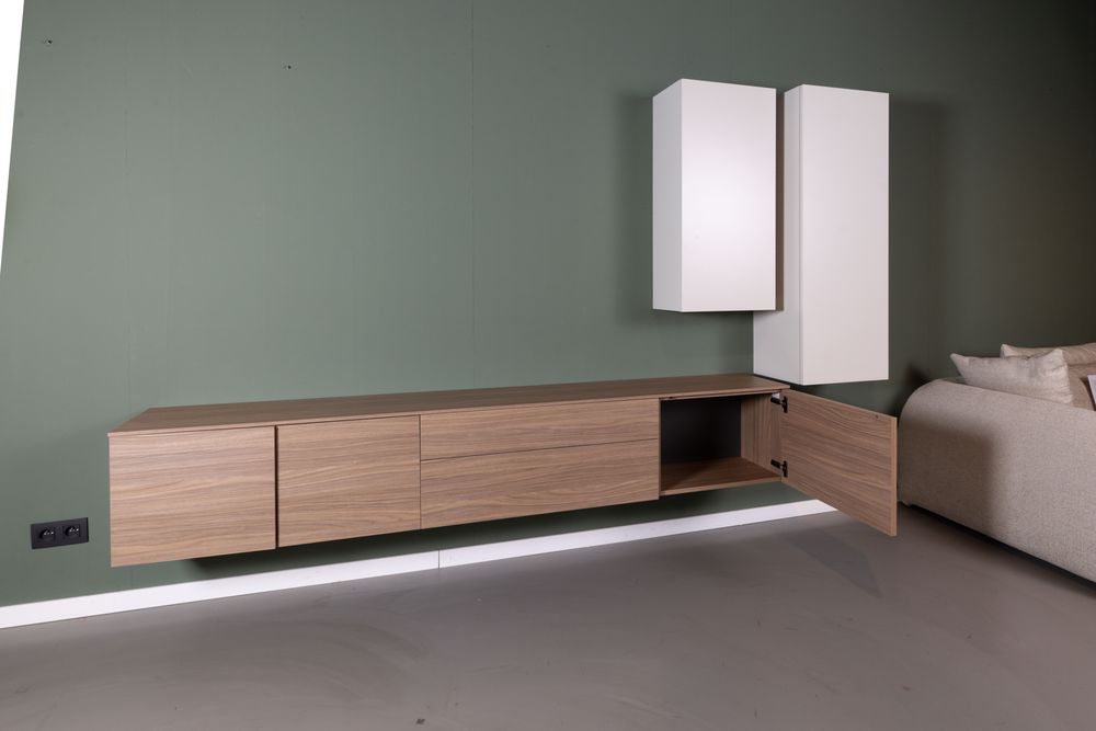 Hangend tv-meubel met hangkasten LIVING - Walnoot/ NVM-33-002-84-303