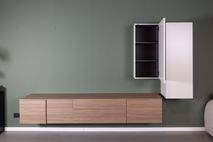 Hangend tv-meubel met hangkasten LIVING - Walnoot/ NVM-33-002-84-303