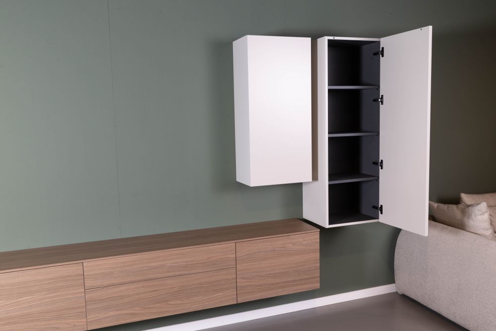 Hangend tv-meubel met hangkasten LIVING - Walnoot/ NVM-33-002-84-303