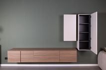 Hangend tv-meubel met hangkasten LIVING - Walnoot/ NVM-33-002-84-303