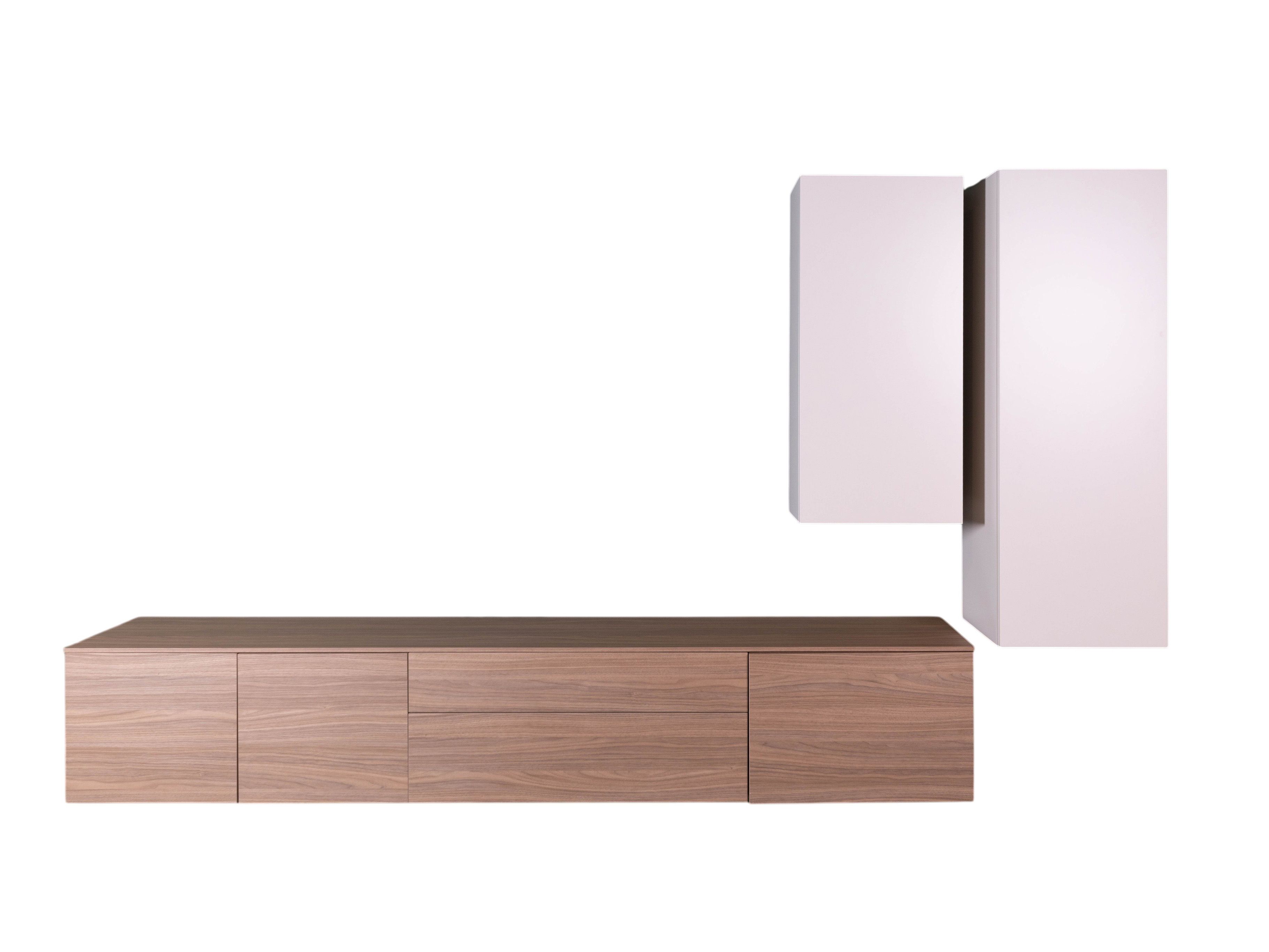 Hangend tv-meubel met hangkasten LIVING - Walnoot/ NVM-33-002-84-303