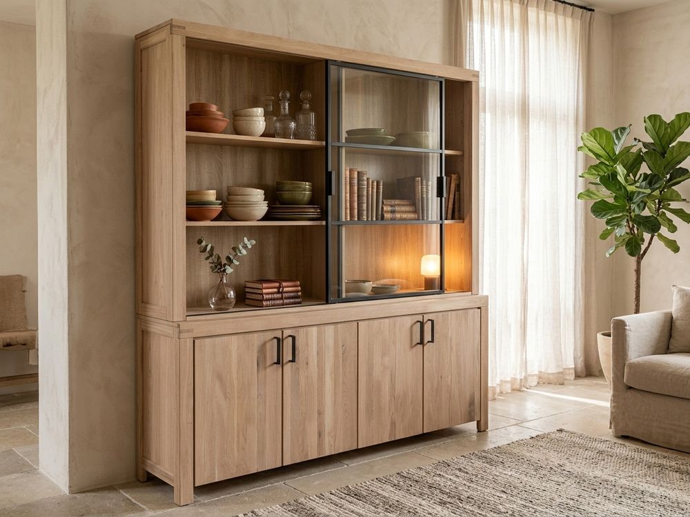 Vitrinekast MILL - Eik Bianco STO-1-TZ3