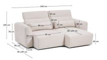 3-zit met elektr. relaxen LARES - Beige KAV S81930LB12