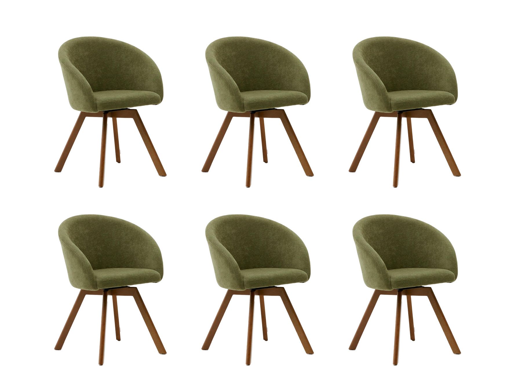 Set van 6 draaibare stoelen MARVIN - Groen / Walno C-KAV-894-SET1