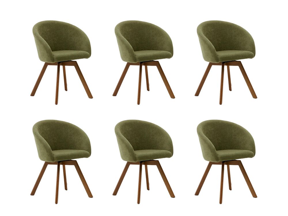 Set van 6 draaibare stoelen MARVIN - Groen / Walno C-KAV-894-SET1