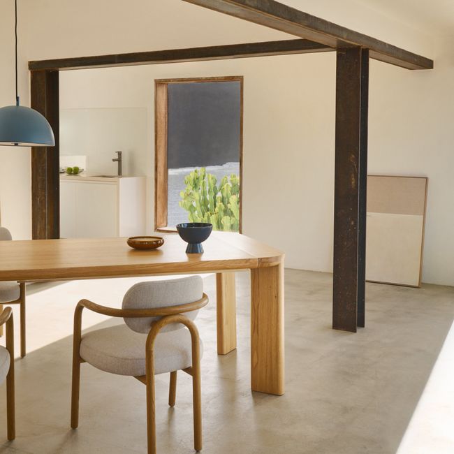 Uitschuifbare tafel JONDAL - Massief eikenhout