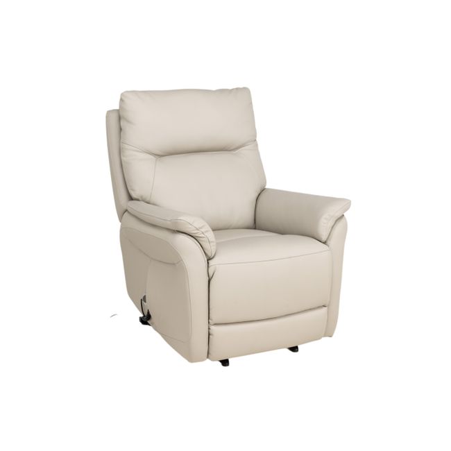 Elektr. relaxfauteuil RUDOLPH - Lichtgrijs leder
