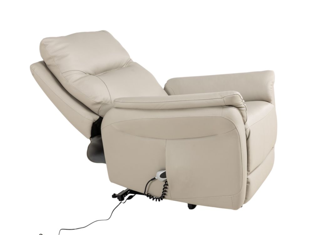 Elektr. relaxfauteuil RUDOLPH - Lichtgrijs leder DEZ-79-TZ1