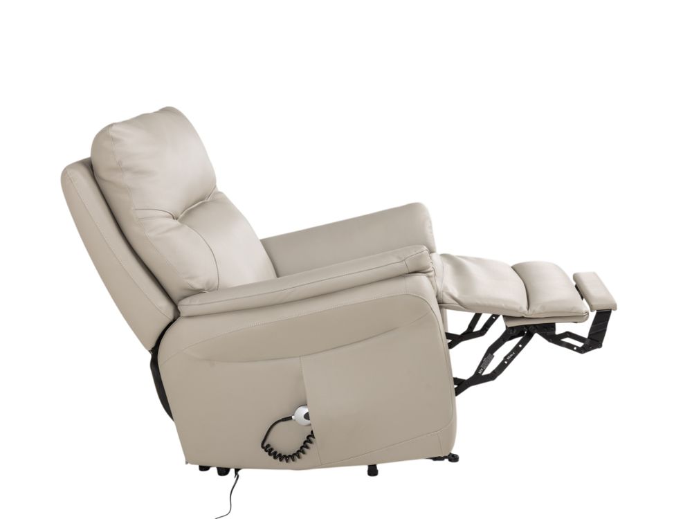 Elektr. relaxfauteuil RUDOLPH - Lichtgrijs leder DEZ-79-TZ1