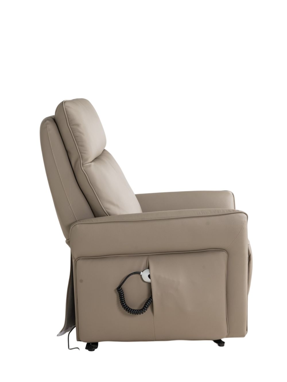 Elektr. relaxfauteuil BASILE - Taupe leder DEZ-80-TZ1