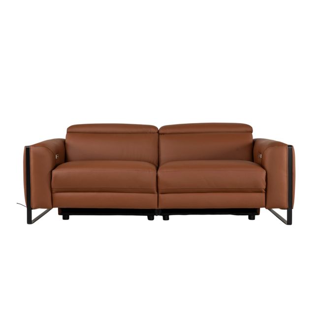 3-zit met elektr. relaxen BRADLEY - Cognac leder