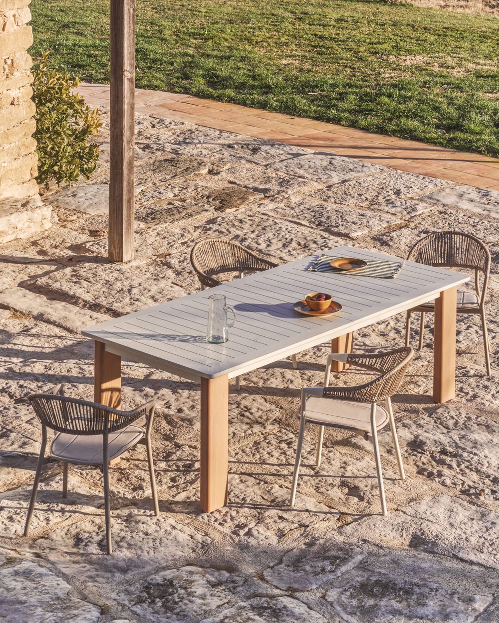 Uitschuifbare tuintafel LIVORNO - Beige KAV O00644RR39